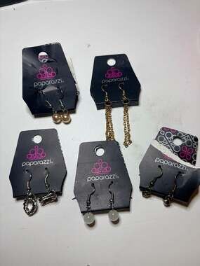 Paparazzi Earring Lot of 5 - Gold Chain, Silver Hoops, Faux Pearl & Crystal